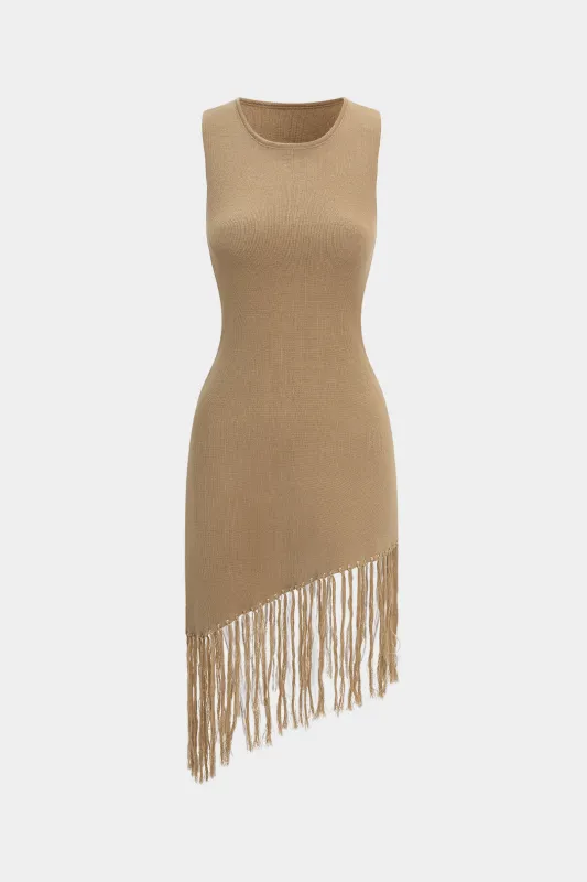 Knit Round Neck Fringe Sleeveless Dress sold by Micas