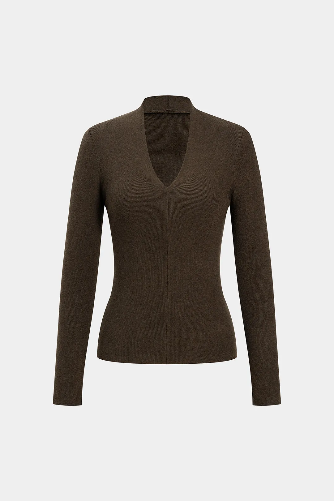 Solid Basic V-Neck Long-Sleeve Top sold by Micas