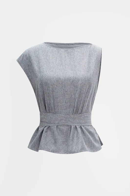 Tie-Back Ruched Short Sleeve T-Shirt sold by Micas