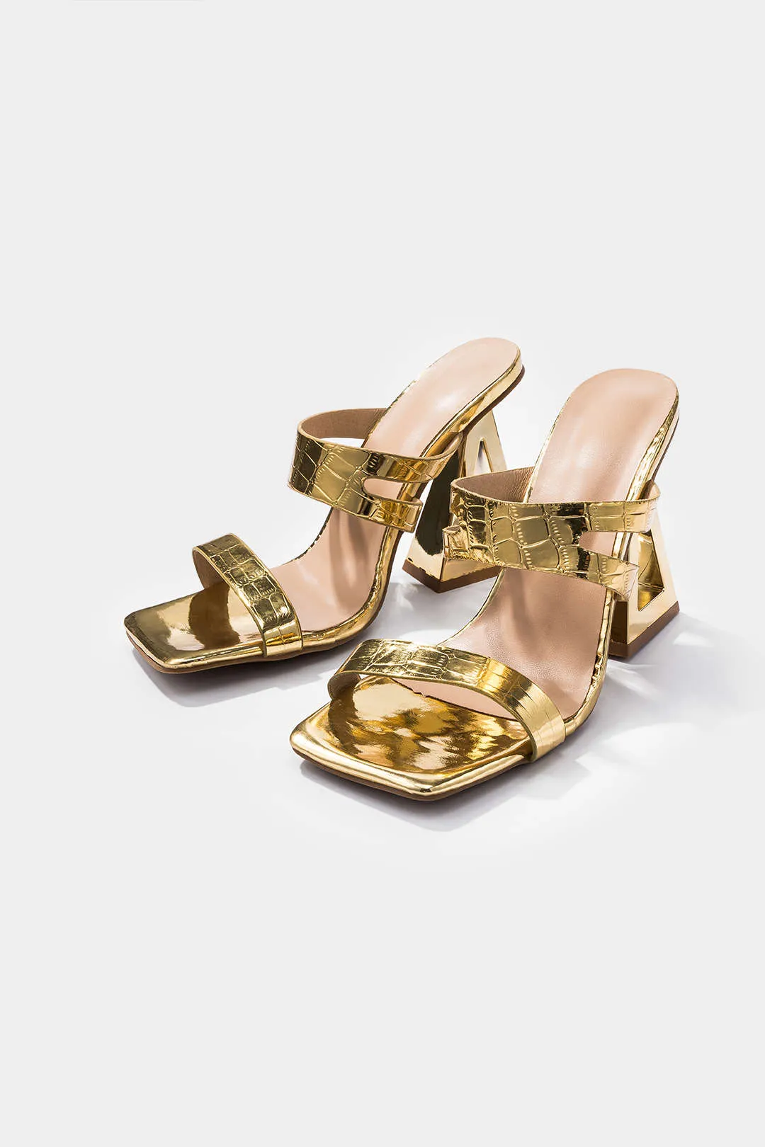 Leather Open Square Toe Heels sold by Micas