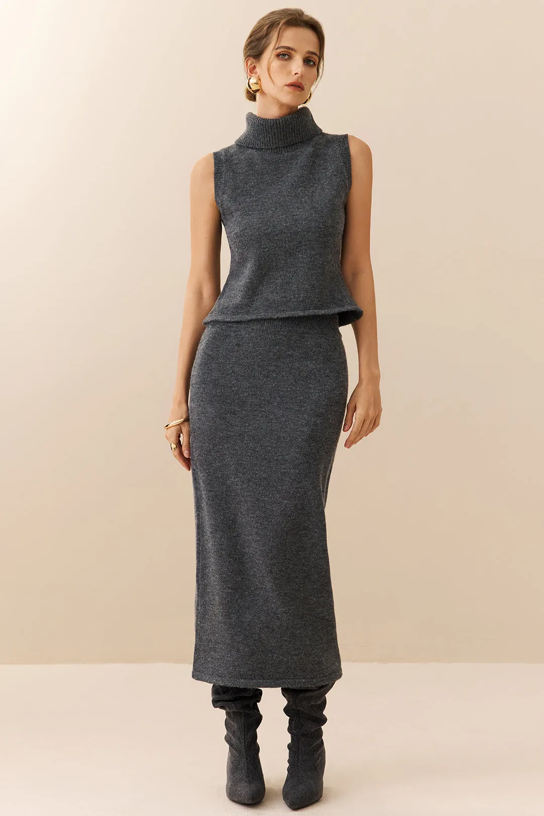 Knit Solid High Waist Skirt sold by Micas