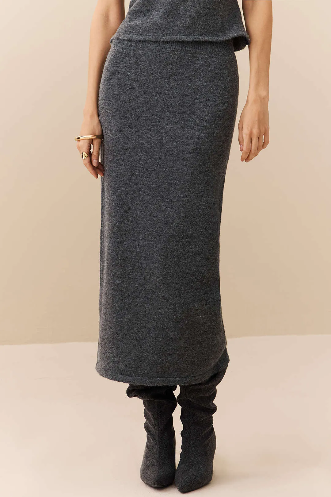 Knit Solid High Waist Skirt sold by Micas product image thumbnail 2
