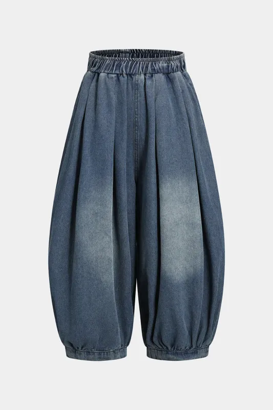 Denim Shirred Lantern Jeans sold by Micas