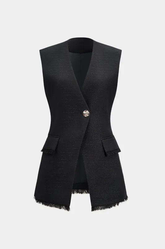 Ribbed Pocket Frayed Vest sold by Micas