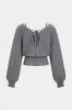 Knit Texture Tie-Back Long-Sleeve Top sold by Micas