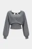 Knit Texture Tie-Back Long-Sleeve Top sold by Micas