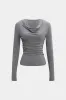 Draped Cowl Neck Ruched Long-Sleeve Top sold by Micas