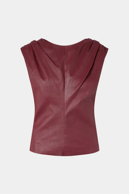 Faux Leather Ruched Backless Tank Top sold by Micas