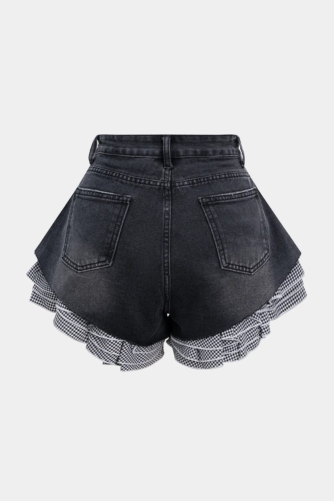 Denim Patchwork Irregular Hem Jorts sold by Micas product image thumbnail 2