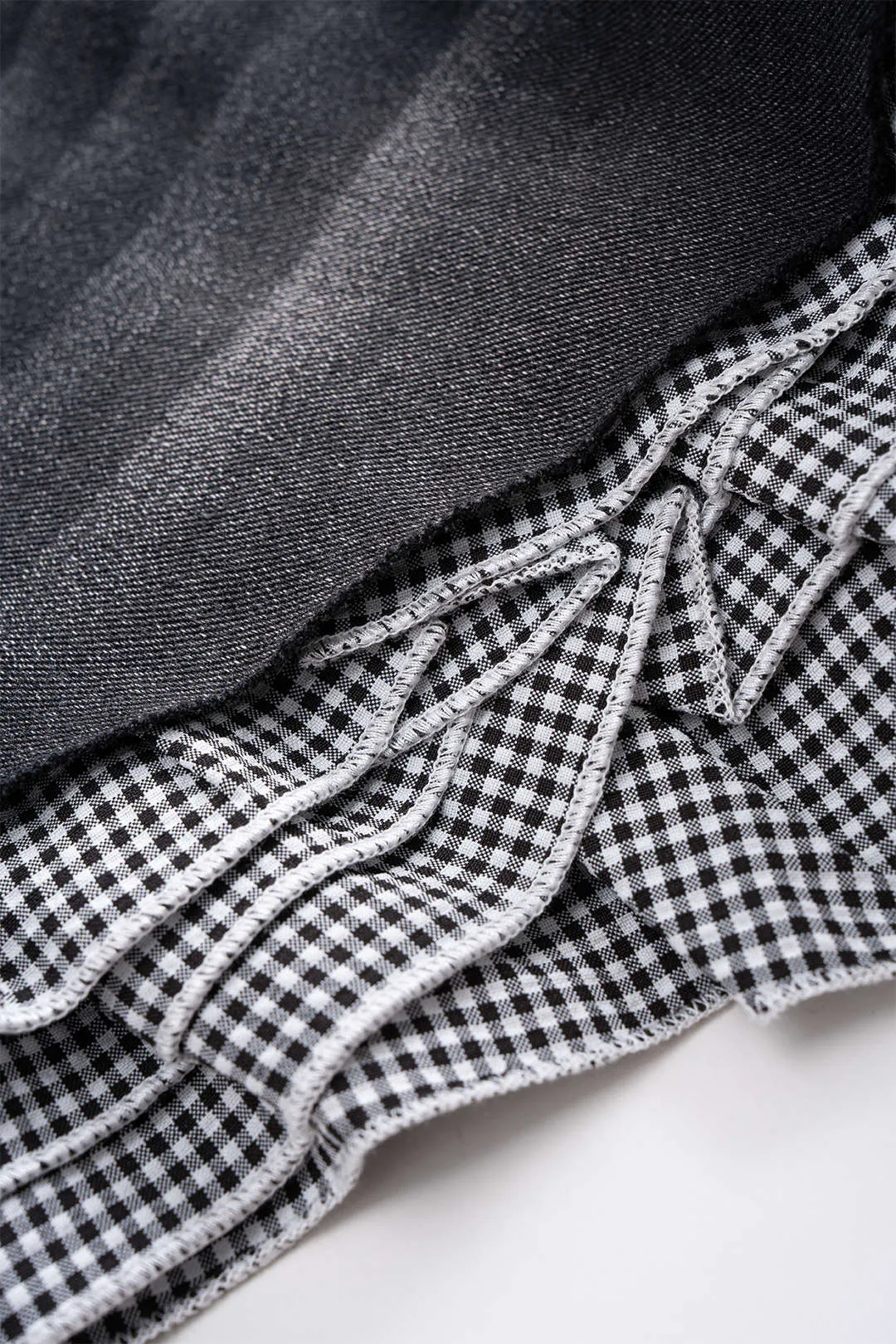 Denim Patchwork Irregular Hem Jorts sold by Micas product image thumbnail 4