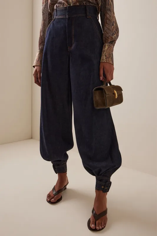 Denim Zipper Lantern Jeans sold by Micas
