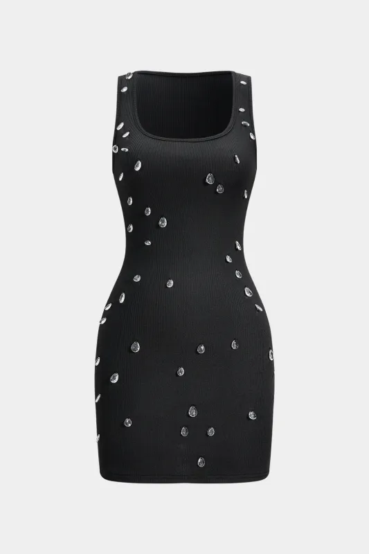 Rhinestone Decor Tank Sleeveless Mini Dress sold by Micas