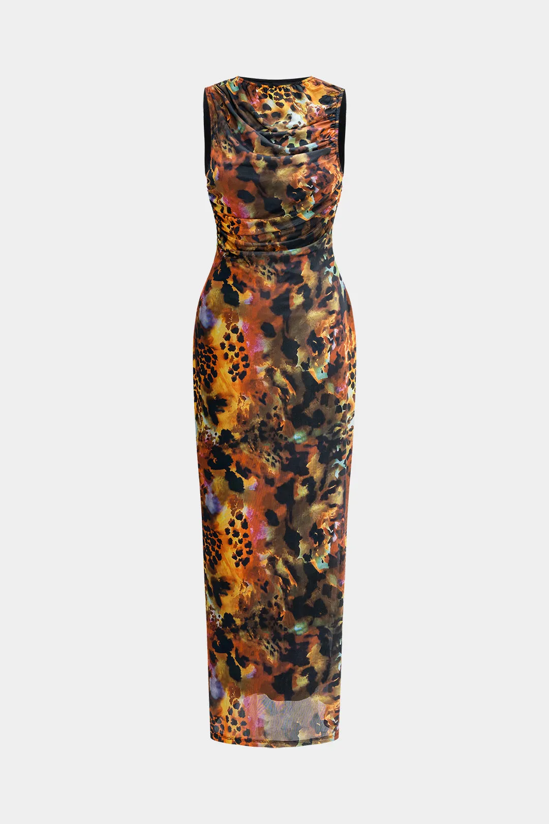 Floral Print Mesh Zipper Sleeveless Maxi Dress sold by Micas