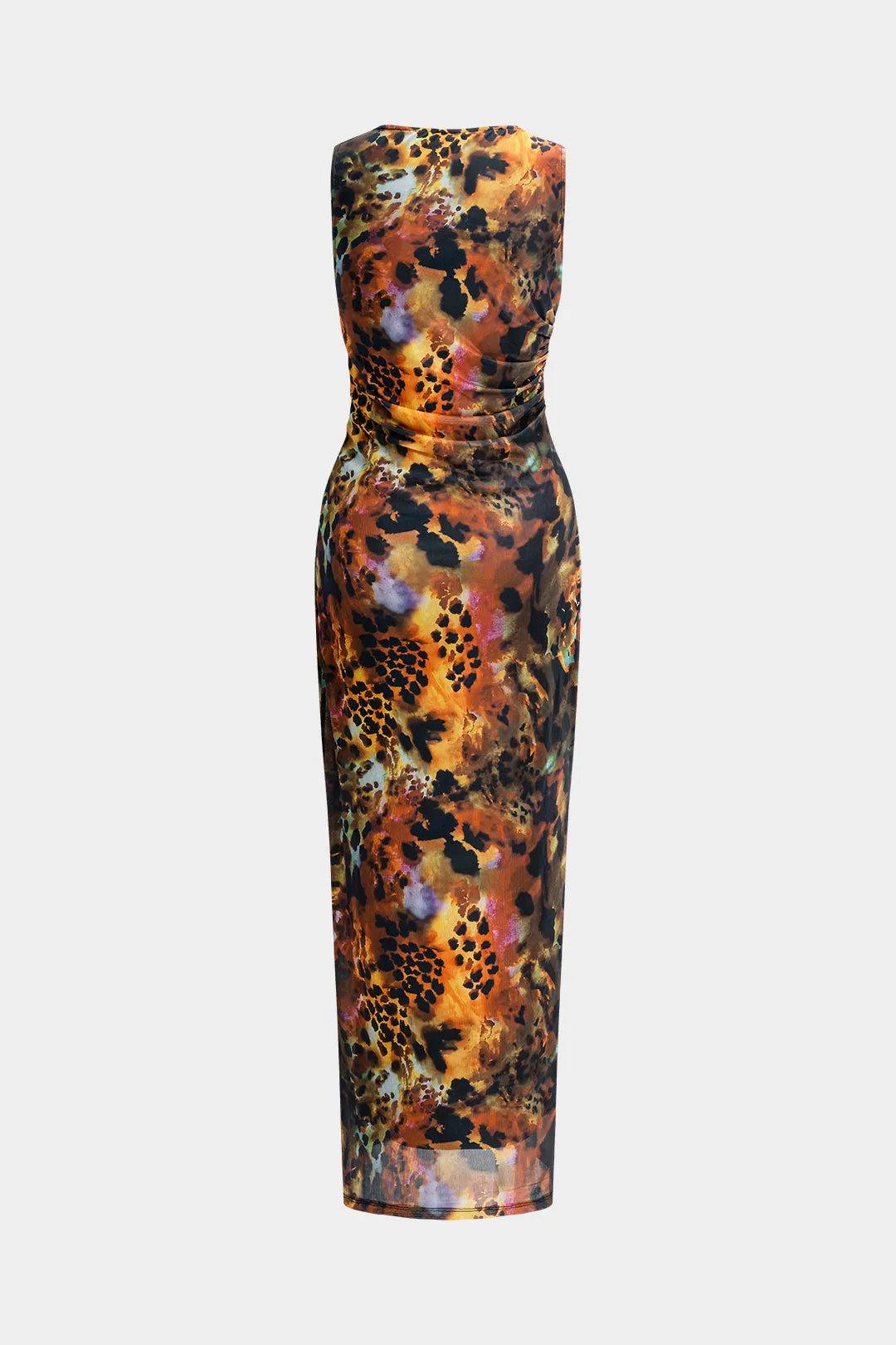 Floral Print Mesh Zipper Sleeveless Maxi Dress sold by Micas product image thumbnail 2