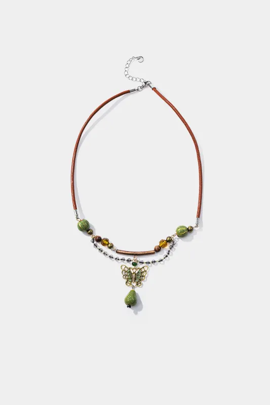Beaded Butterfly Shape Necklace sold by Micas
