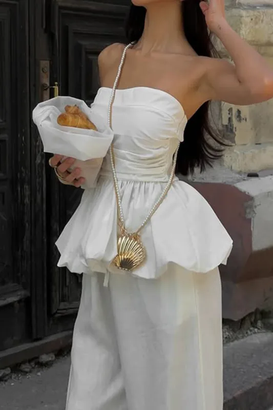Ruched Puff Hem Tube Top sold by Micas
