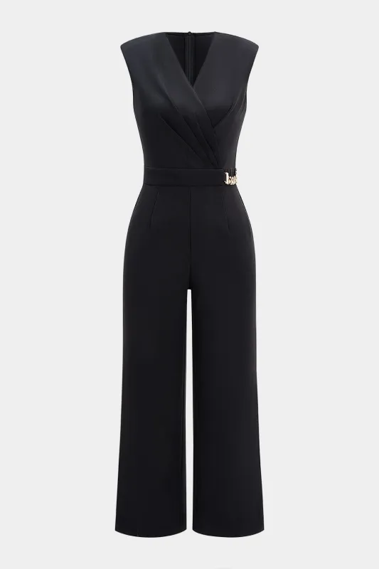 Asymmetrical Ruched Metallic Decor Zipper Tank Sleeveless Jumpsuit sold by Micas