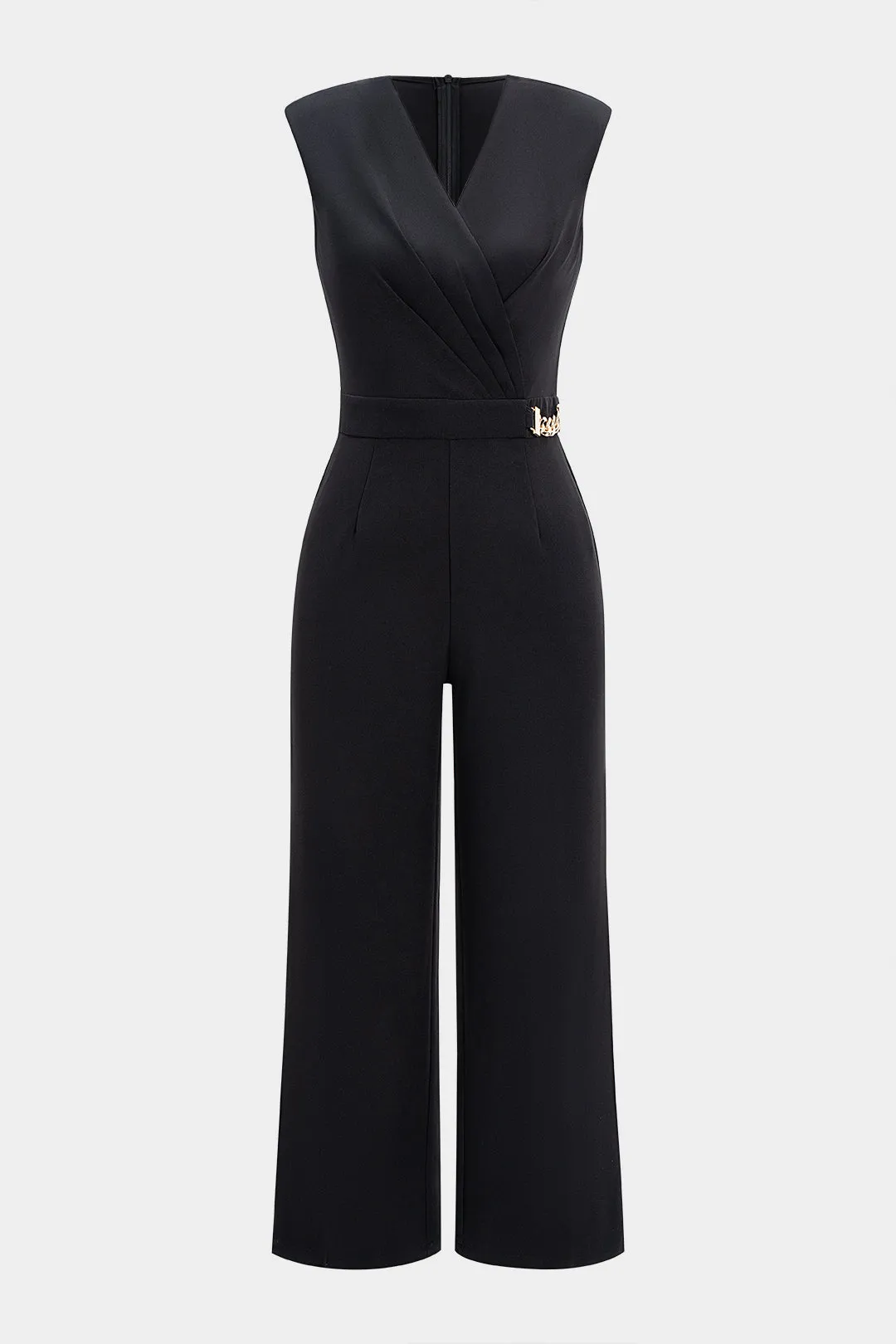 Asymmetrical Ruched Metallic Decor Zipper Tank Sleeveless Jumpsuit sold by Micas