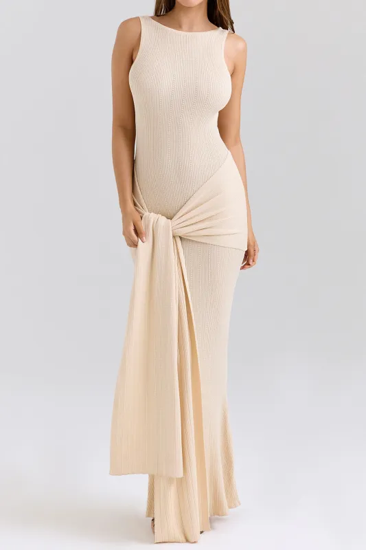 Knit Tie-Up Tank Sleeveless Maxi Dress sold by Micas