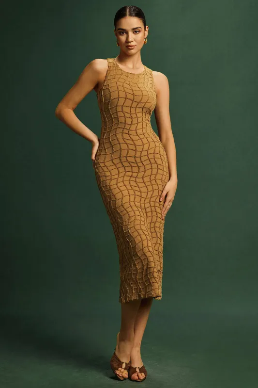 Ribbed Round Neck Tank Sleeveless Midi Dress sold by Micas