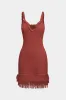 Knit Braided Slip Fringes Sleeveless Dress sold by Micas
