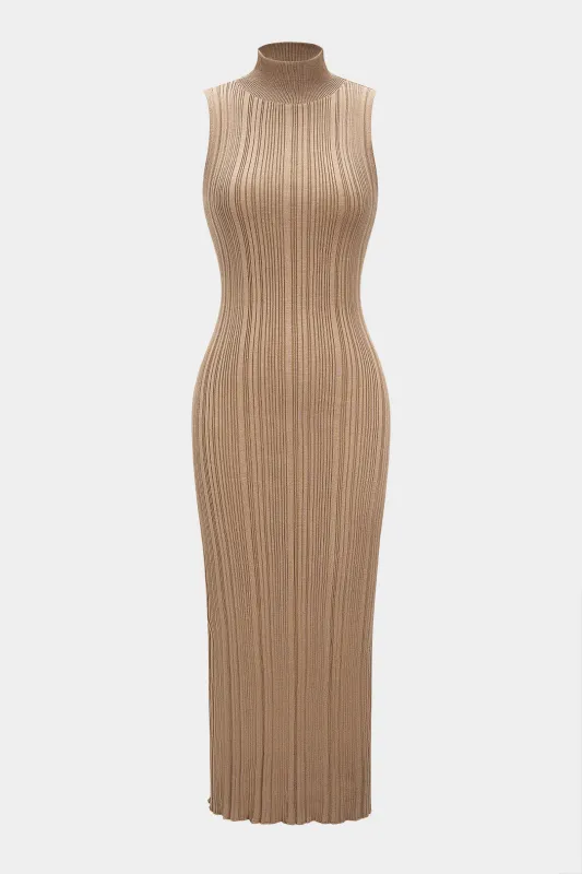 Texture High-Neck Tank Sleeveless Maxi Dress sold by Micas