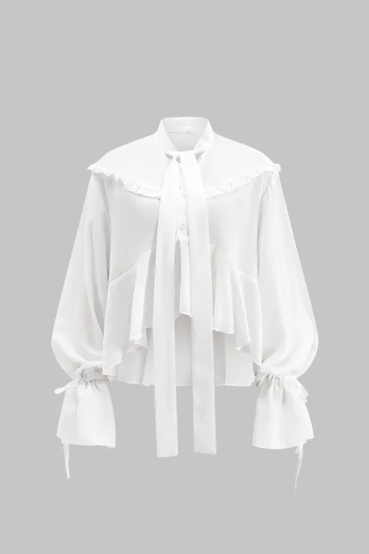 Ruffle binding langærmet shirt sold by Micas