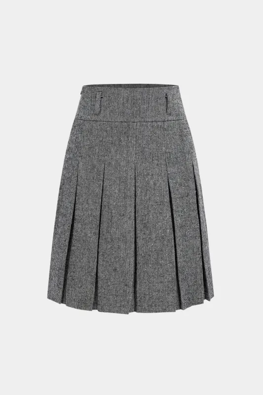 Solid Texture Pleated Skirt sold by Micas