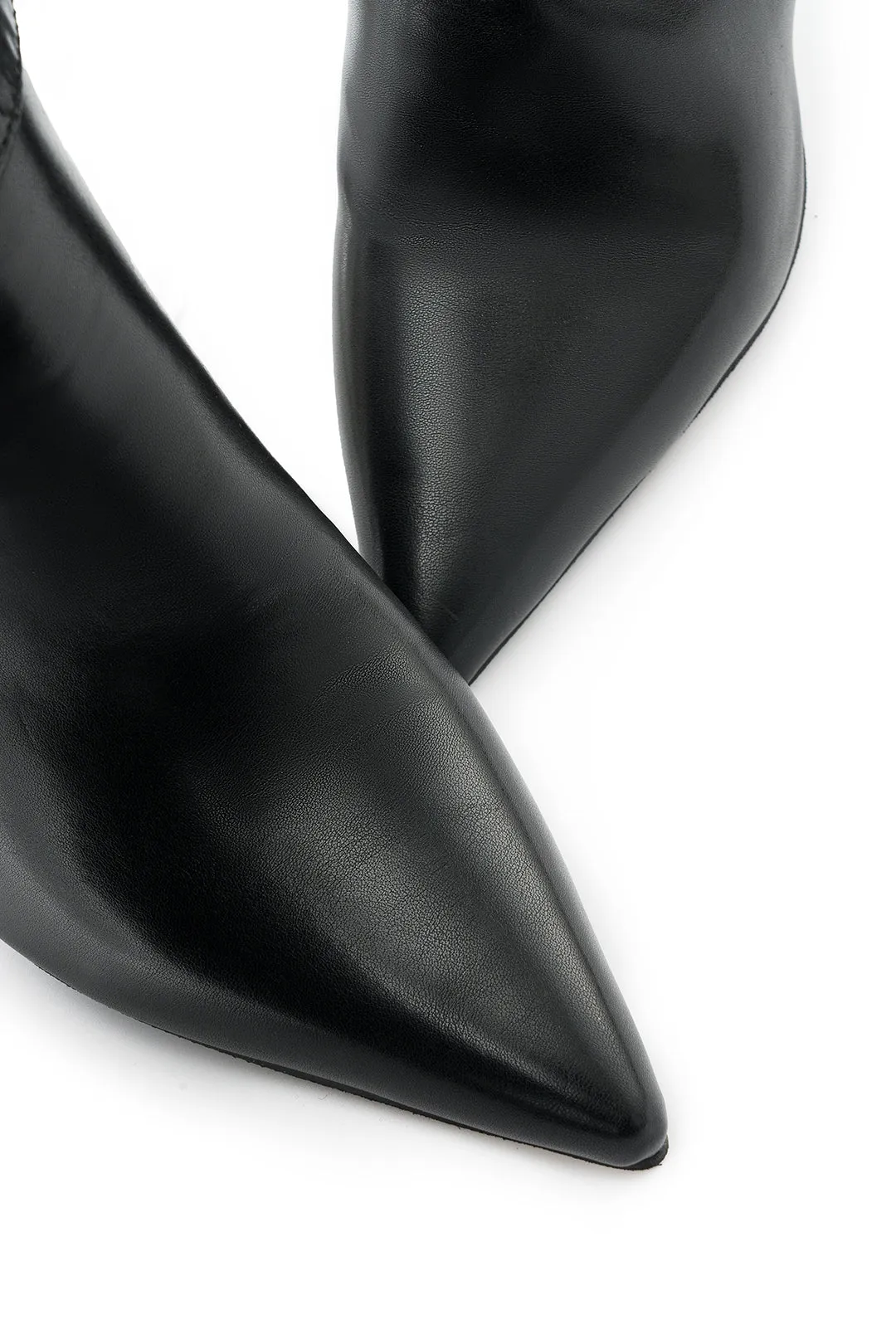 Leather Ruched Pointed Toe Knee High Boots sold by Micas product image thumbnail 4