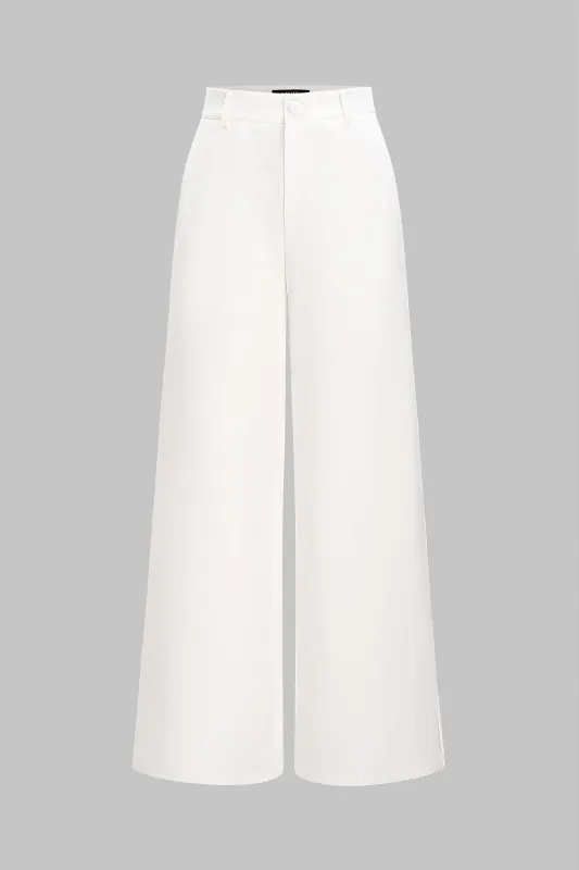Solid Zipper Wide Leg Trousers sold by Micas