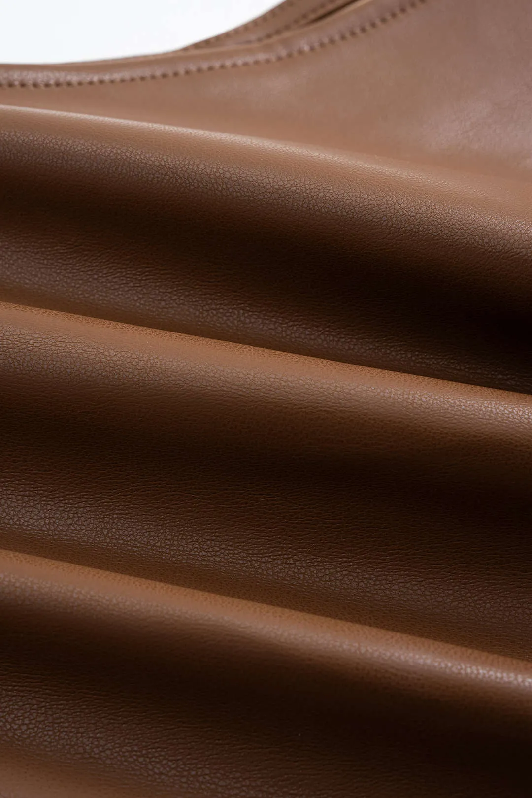 Faux Leather Asymmetrical Shoulder Ruched T-Shirt sold by Micas product image thumbnail 4