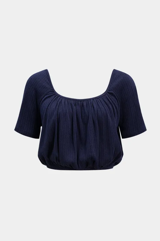 U-Neck Ruched Short-Sleeve Shirt sold by Micas