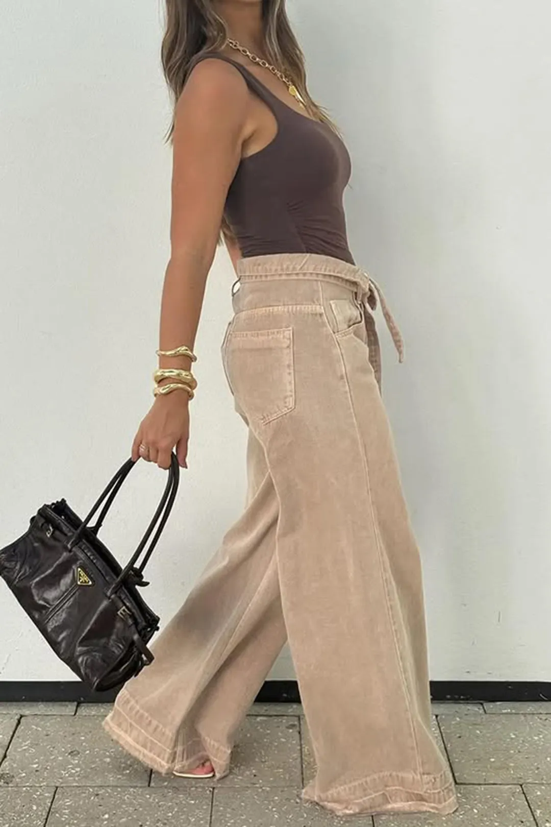 Denim Tie-Up Ribbed Jeans sold by Micas product image thumbnail 4