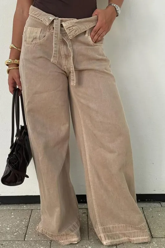 Denim Tie-Up Ribbed Jeans sold by Micas