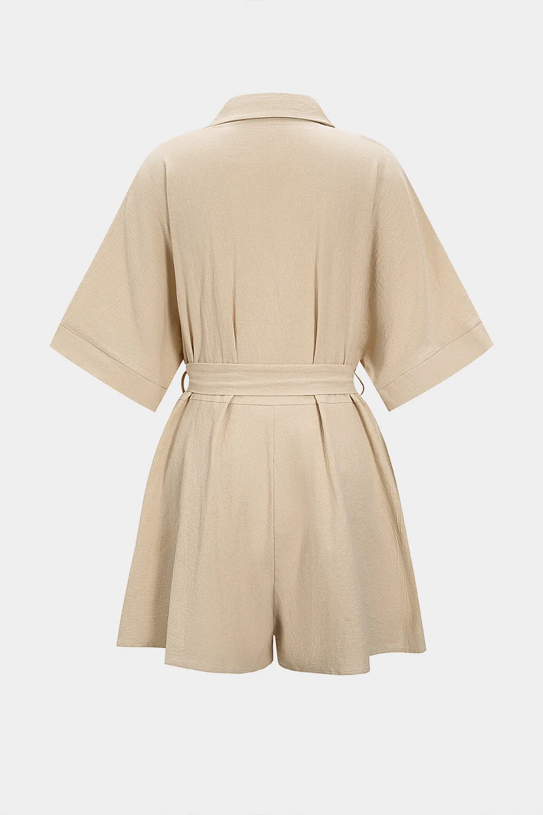 Solid Belted Short-Sleeve Romper sold by Micas product image thumbnail 2