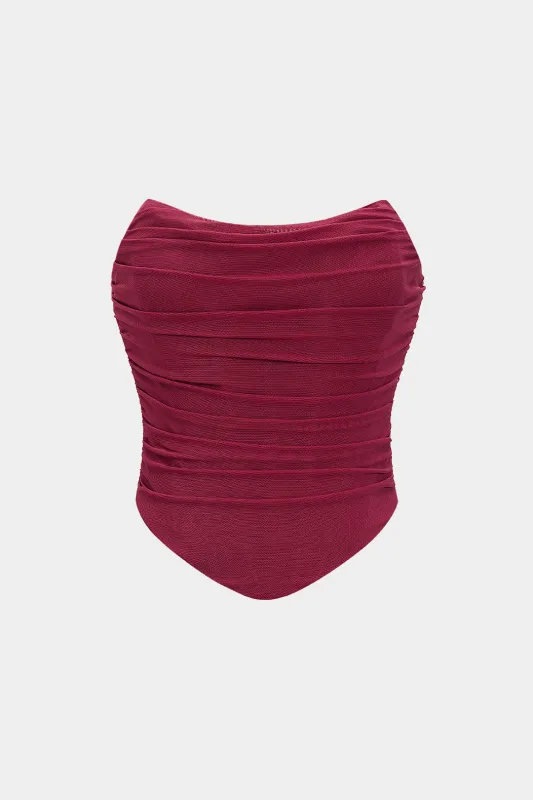 Corset Ruched Tie-Back Tube Top sold by Micas