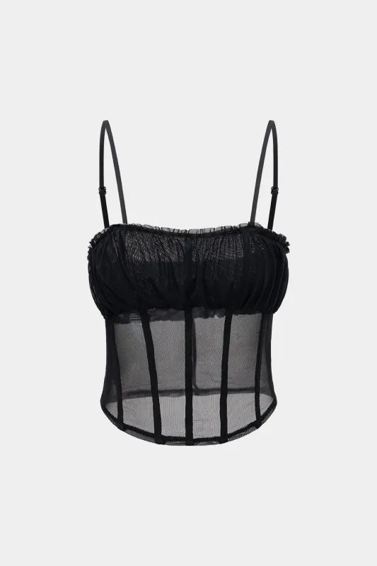 Mesh Patchwork Corset Slip Cami Top sold by Micas