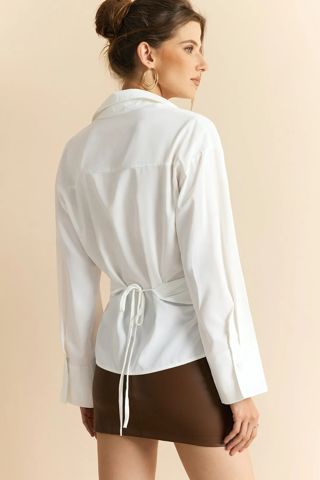 Tie Back Ruched Crossed Long-Sleeve Shirt sold by Micas product image thumbnail 2