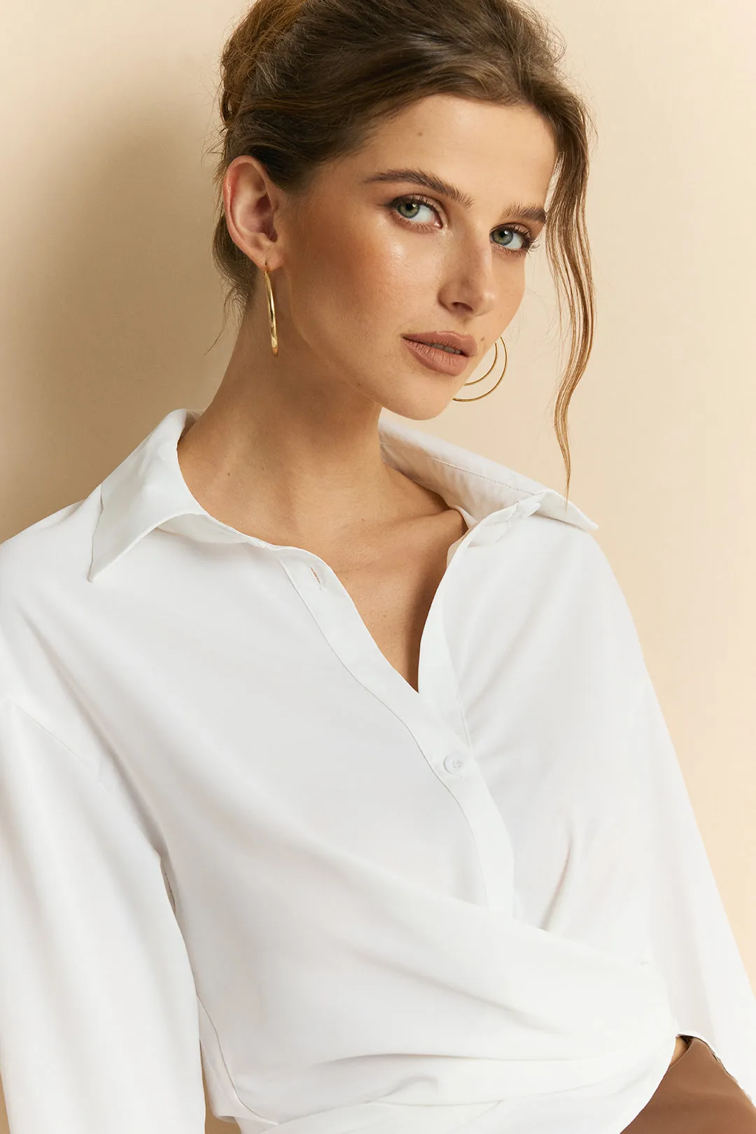 Tie Back Ruched Crossed Long-Sleeve Shirt sold by Micas product image thumbnail 3