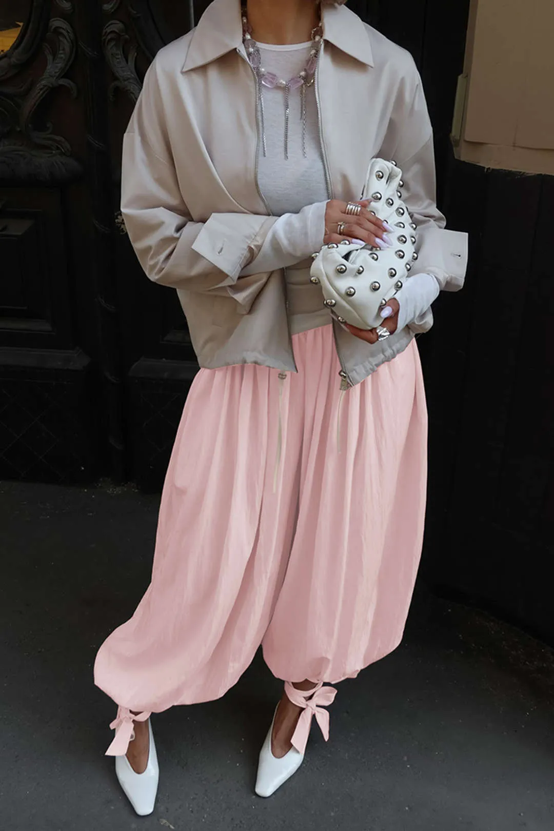 Tie-Up Ruched High Waist Lantern Trousers sold by Micas