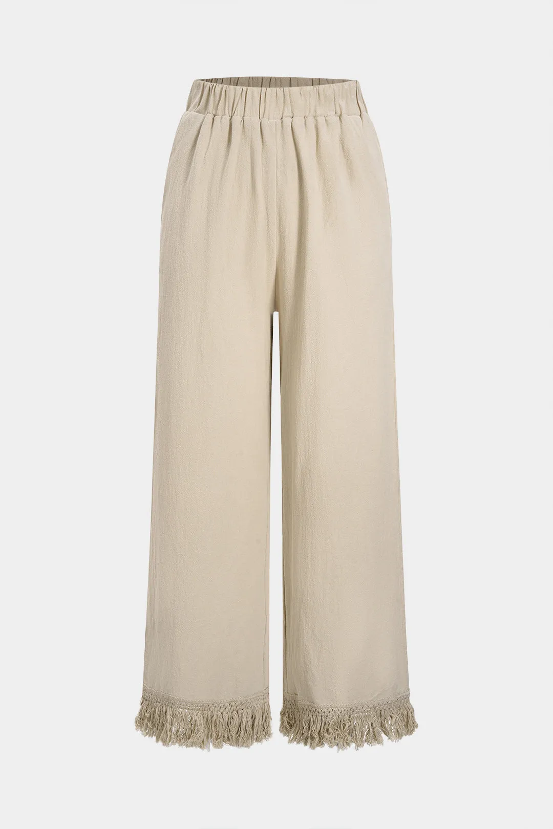 High Waist Ruched Fringe Straight Leg Trousers sold by Micas