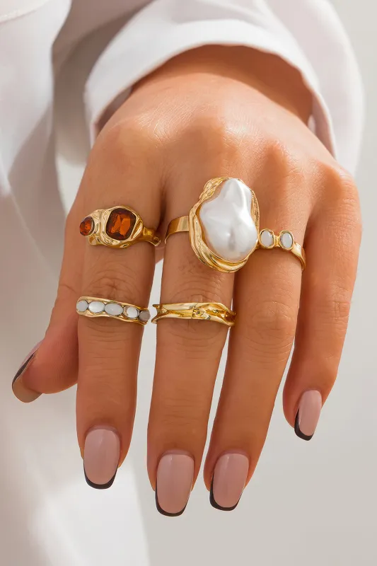 Irrgular Rhinestone Open Ring Set sold by Micas