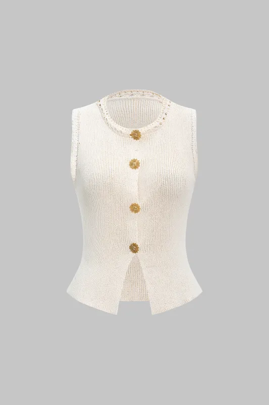 Knit Metallic Buckle Tank Top sold by Micas