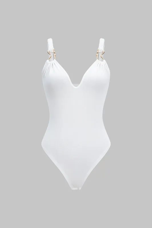 Braided Metallic Ruched Sleeveless Bodysuit sold by Micas