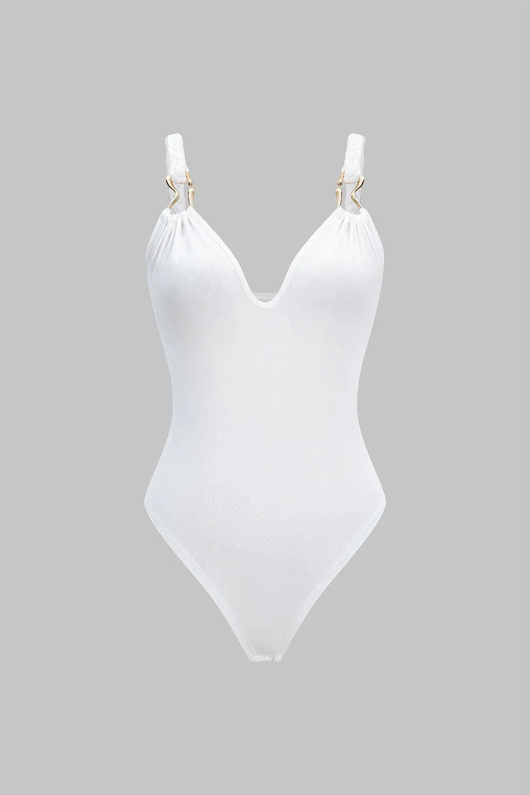 Braided Metallic Ruched Sleeveless Bodysuit sold by Micas