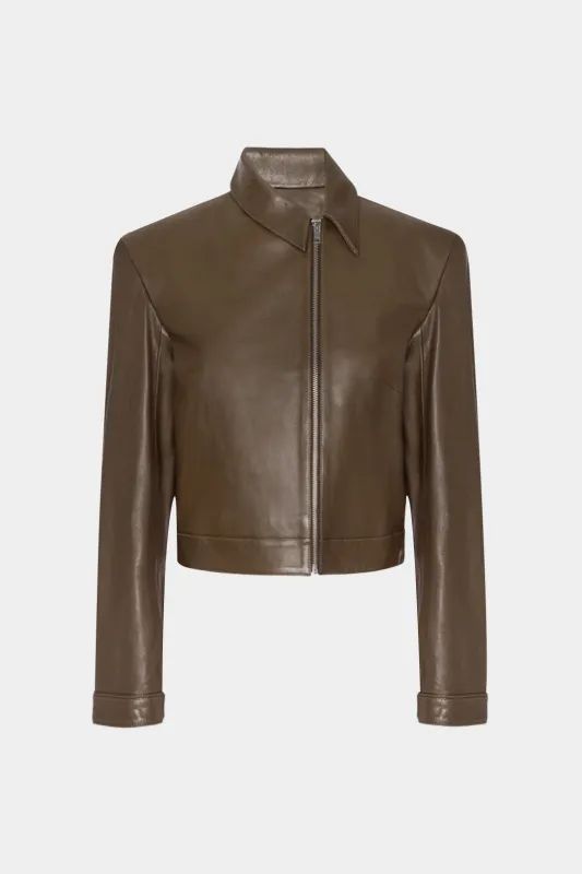 Faux Leather Asymmetrical Zipper Shoulder Pads Jacket sold by Micas