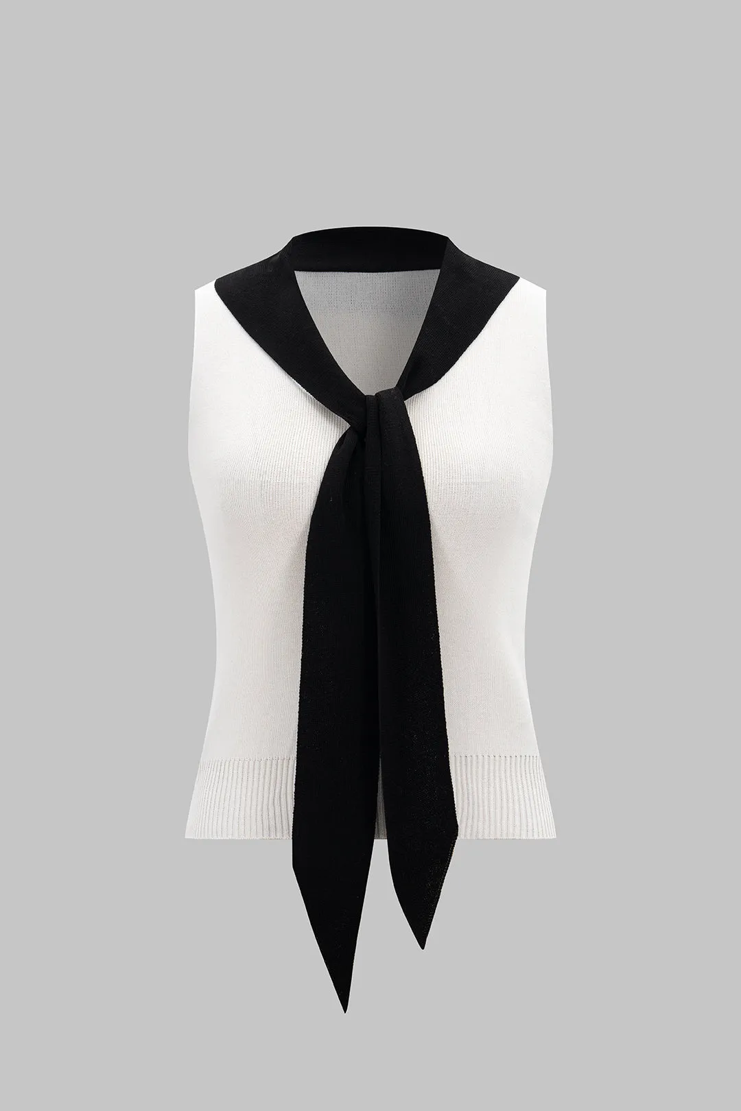 Knit Contrast Tie-Up Tank Top sold by Micas