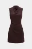 Cowl Neck Ruched Sleeveless ZIpper Mini Dress sold by Micas