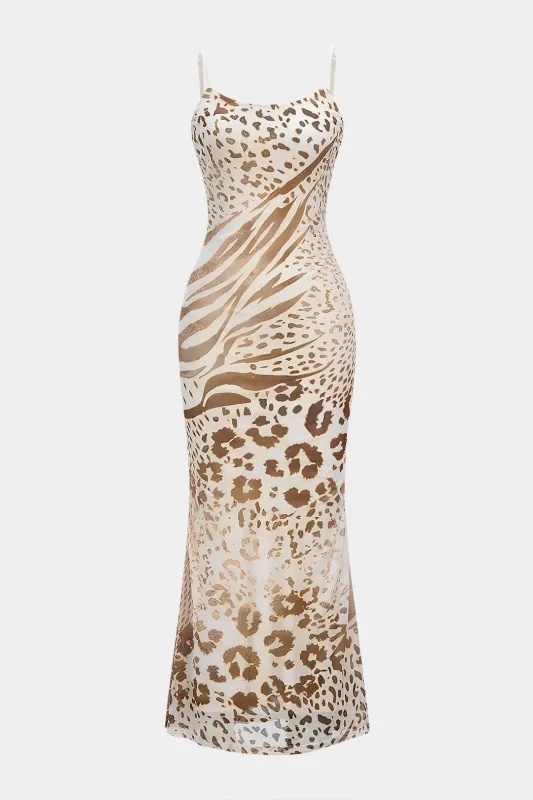 Abstract Print Sleeveless Maxi Dress sold by Micas