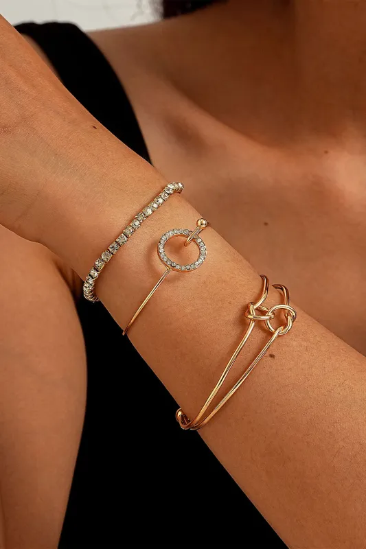 Geometric Metallic Knotted Diamond Bracelets Set sold by Micas
